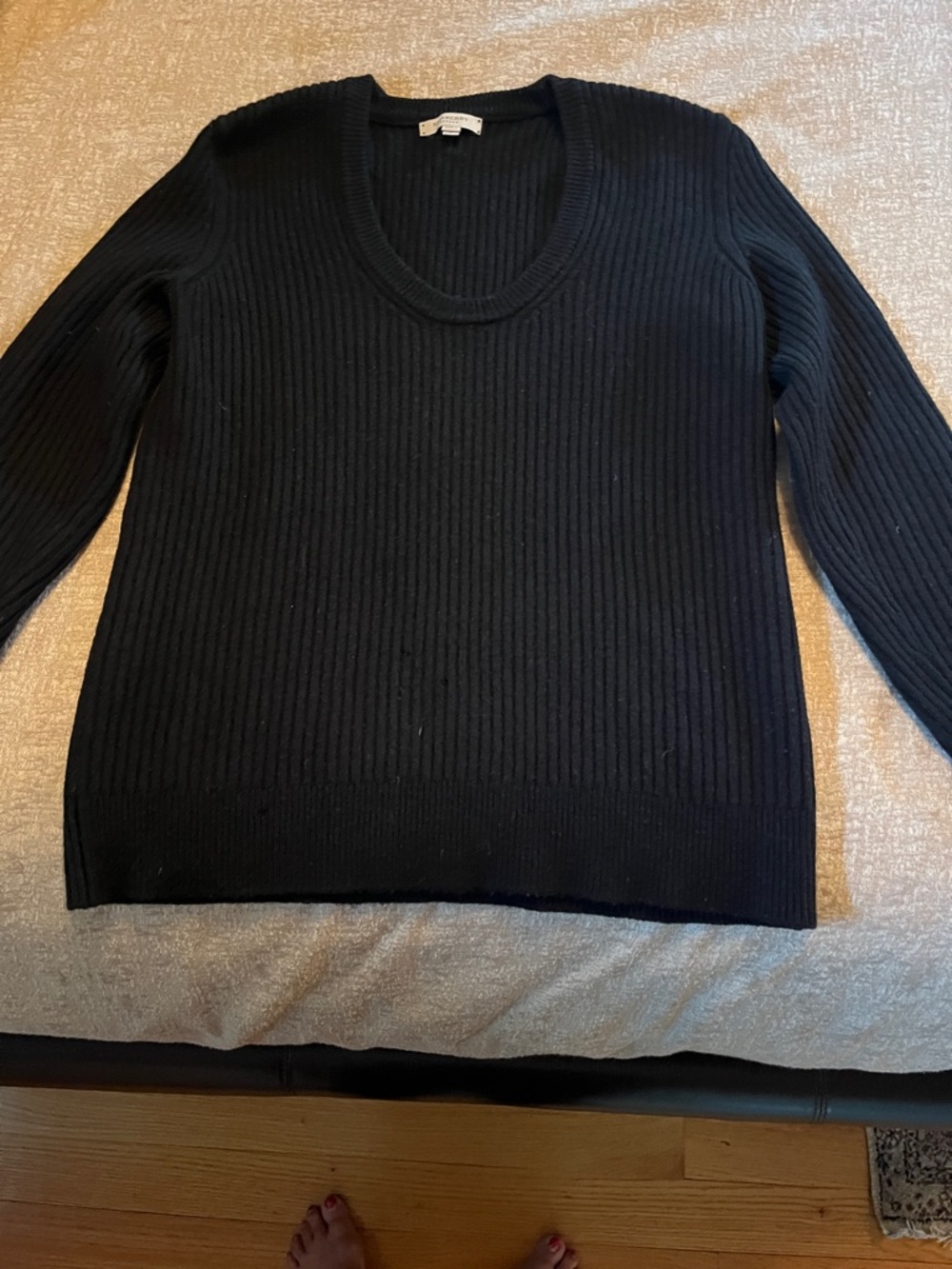 Burberry Women’s Black Ribbed Scoop Neck Sweater